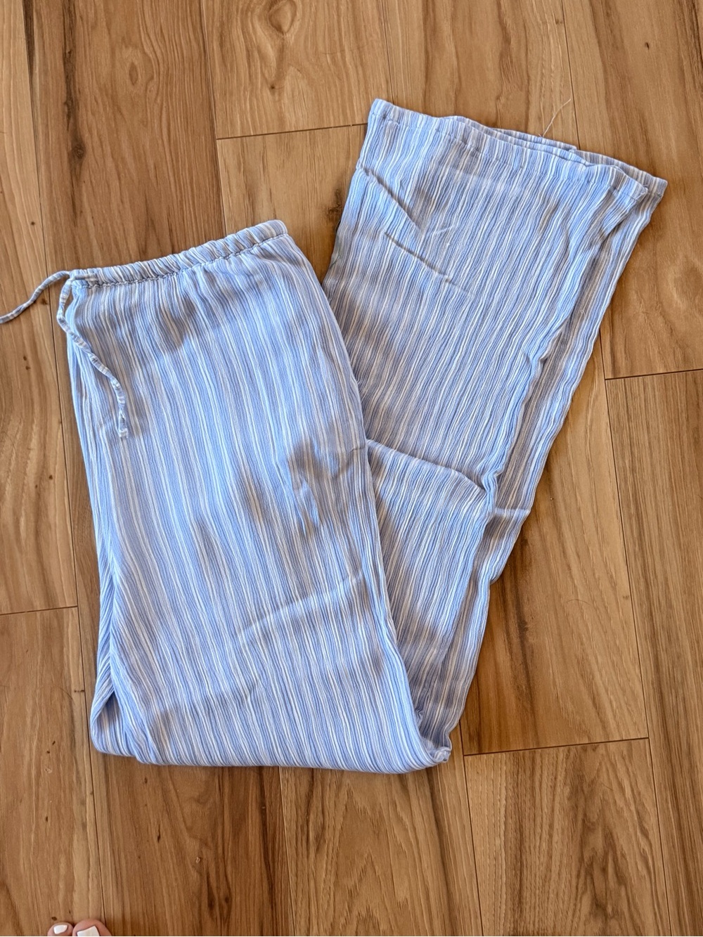 Streetwear Society Light Blue & White Wide-Leg Pants